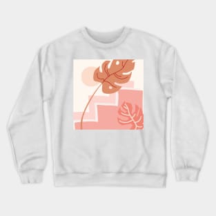 Monstera meets sun #minimalism #digitalart Crewneck Sweatshirt